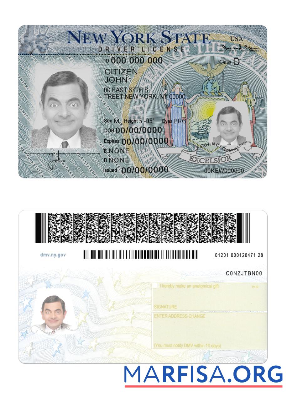 Downloadable USA New York driving license version 2 real example